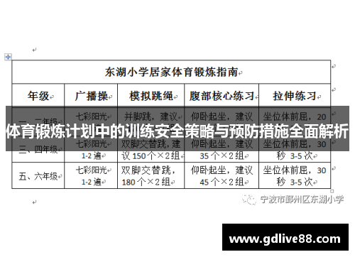 体育锻炼计划中的训练安全策略与预防措施全面解析
